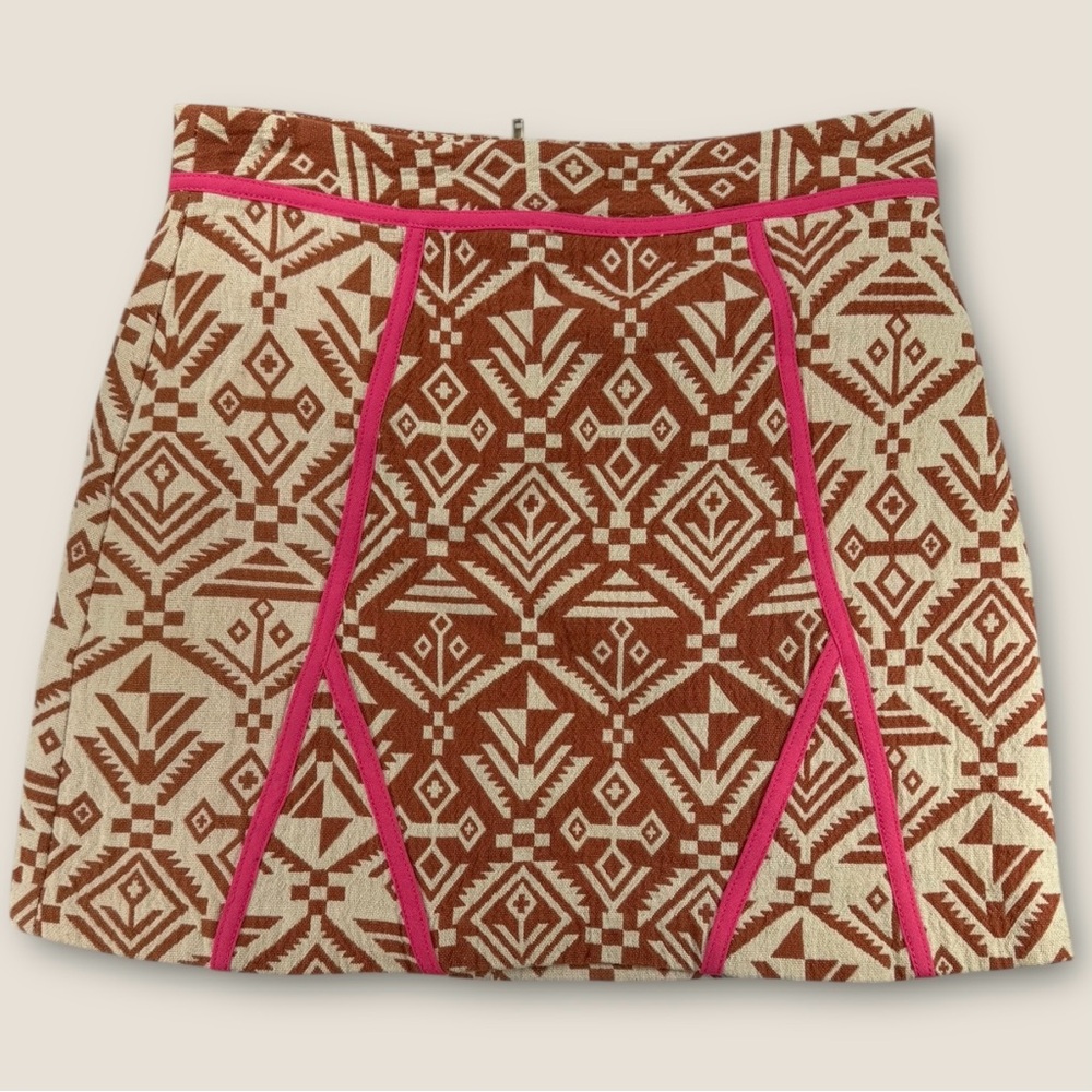 Geometric Patterned Mini Skirt with Pink Accents Anthro